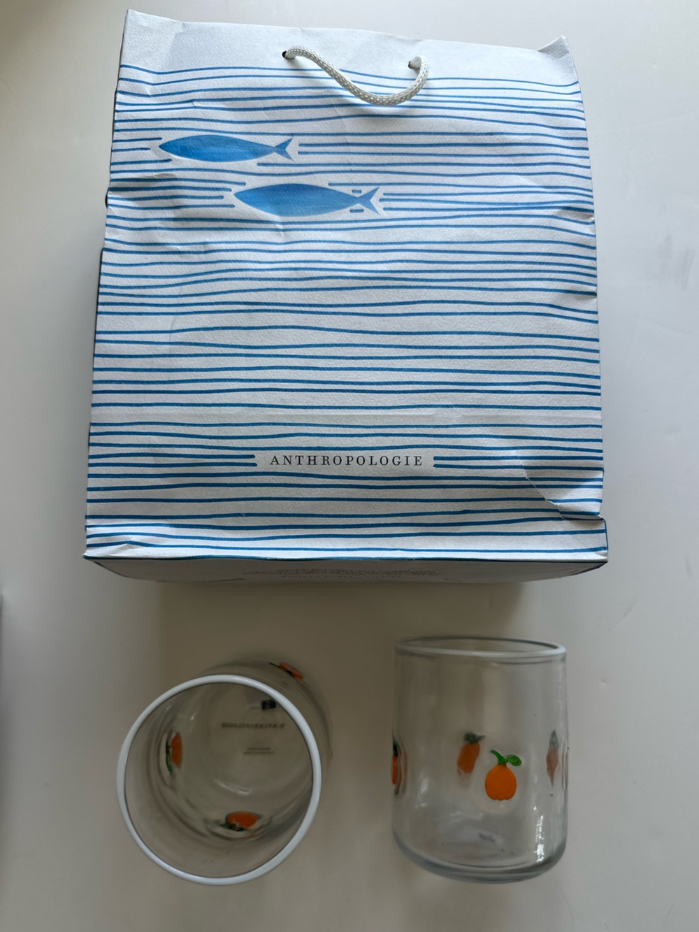 Anthropologie The Food & Drink Icon Juice Glass- Orange - Pair